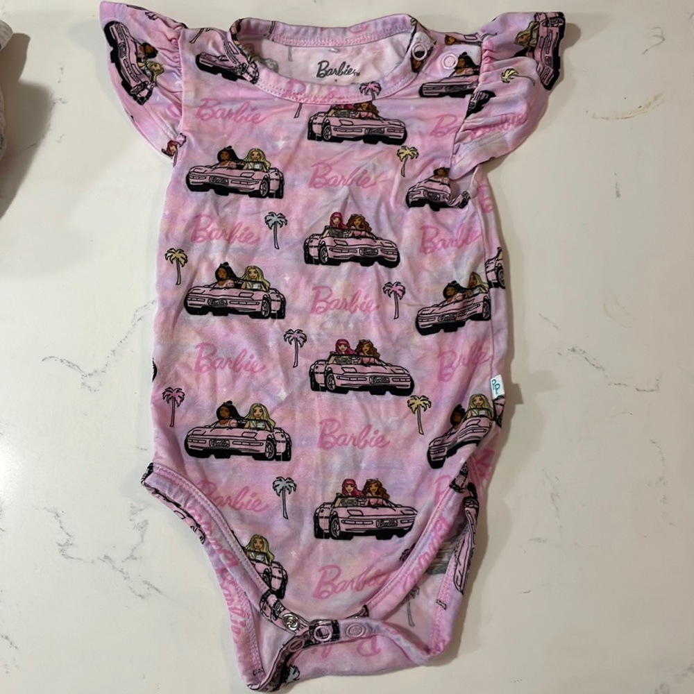 Posh Peanut Cruisin Barbie Ruffles Capsleeve Bodysuit